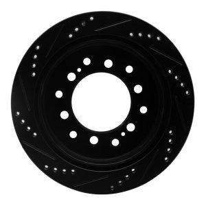 Lexus GX470 Brake Rotor (1) - Rear Right - R1 Concepts - Drilled & Slotted - Black - `01-`09